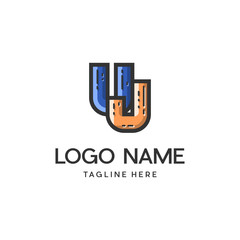 Letter UJ Modern Abstract Creative Icon Monogram Logo  Design Template Element Vector