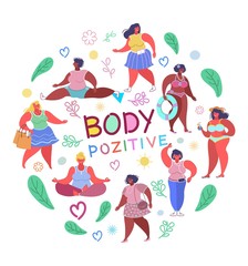 Body positive, vector flat style design illustration