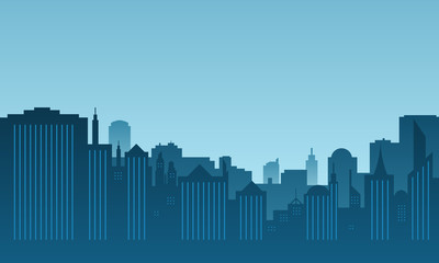 Fototapeta premium Silhouette of a city with a morning atmosphere