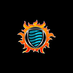 Solar Shield Protection Abstract Modern Techno Creative Icon Logo  Design Template Element Vector