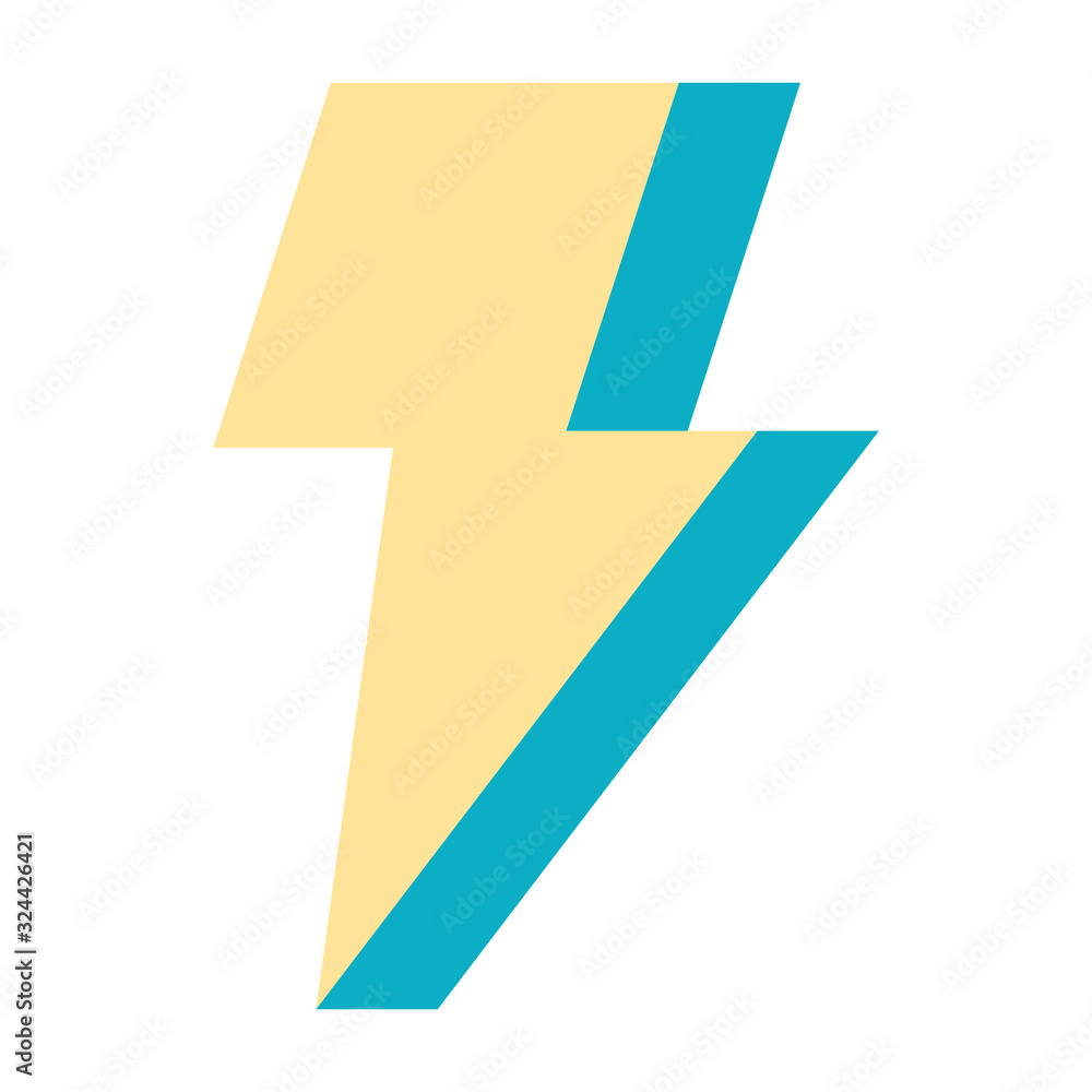 Sticker cute thunderbolt decoration isolated icon vector illustration design