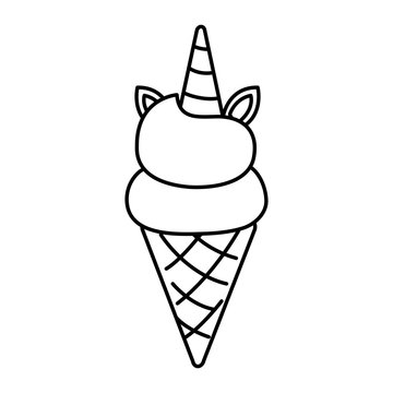 cute unicorn ice cream isolated icon vector illustration design