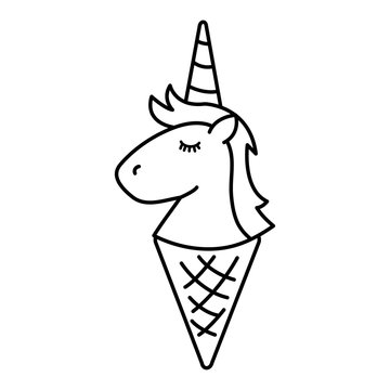 cute unicorn ice cream isolated icon vector illustration design