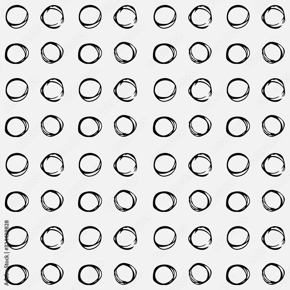 Poster an abstract seamless pattern consisting of circles drawn by hand. circles drawn in the style of a sk