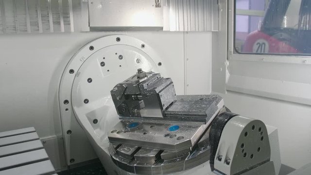 Lathe and milling CNC machine 3d multi axis full automatic at work Nr.1 . 4k 50p 10bit AppleProRes