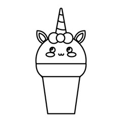 cute unicorn ice cream isolated icon vector illustration design