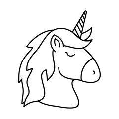head of cute unicorn fantasy isolated icon vector illustration design