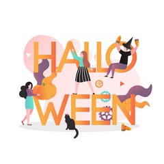 Happy Halloween vector concept for web banner, website page