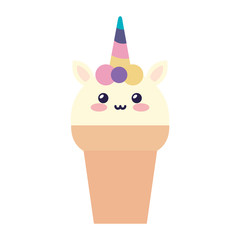 cute unicorn ice cream isolated icon vector illustration design