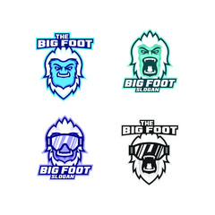 set of yeti head logo icon design vector
