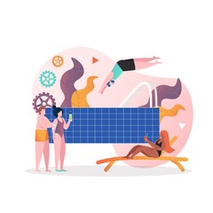 Swimming pool vector concept for web banner, website page