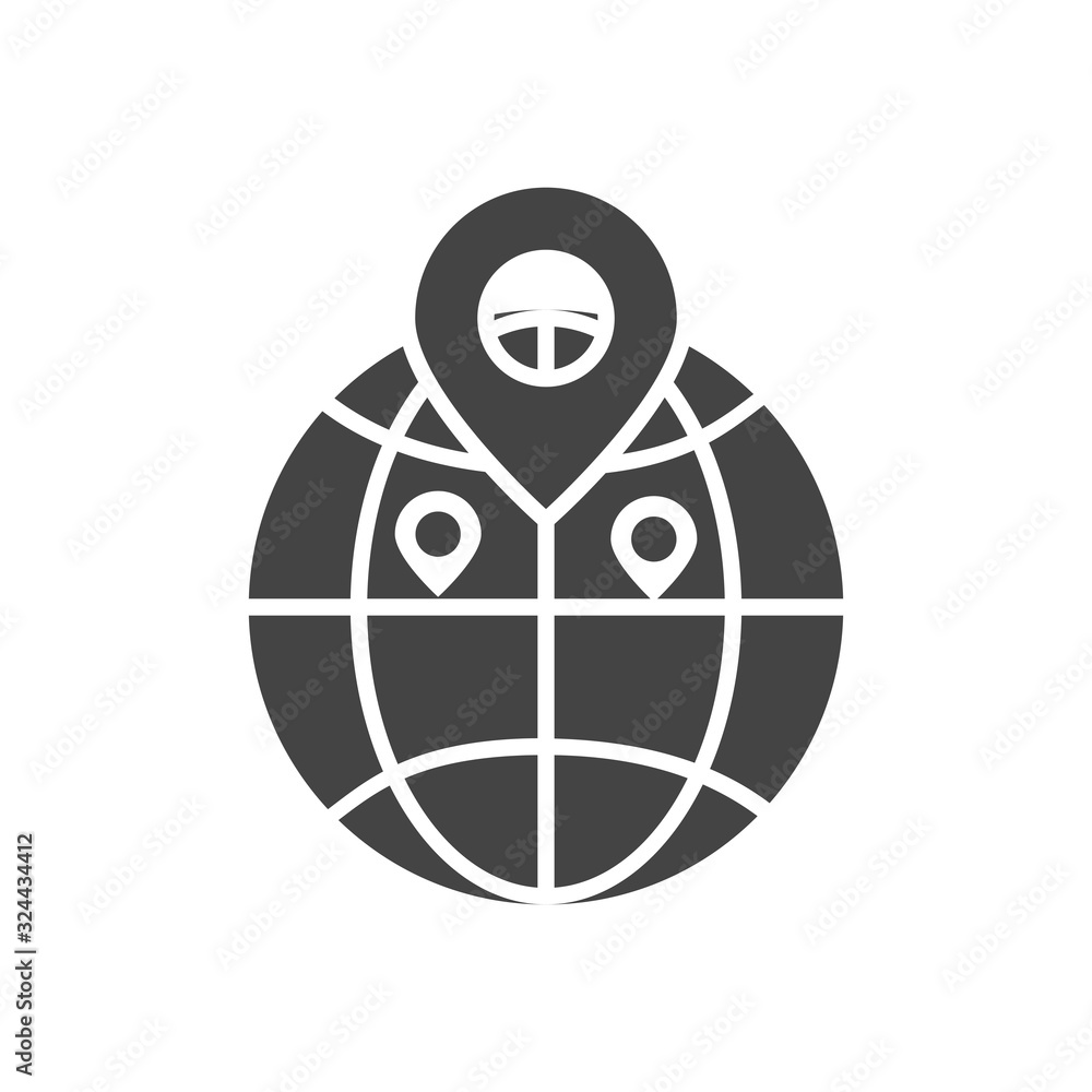 Poster globe with pointer vector icon on white background