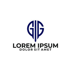 Fototapeta premium Initial letter GG logo template with circle or spartan helmet line art symbol in flat design monogram illustration