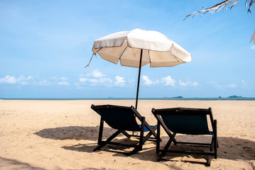 Two chair and umbrella on the beach