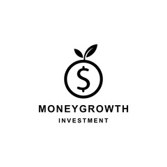 Money growth investment, money increase logo icon vector illustration