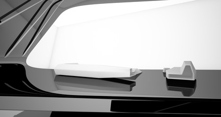 Obraz premium Abstract architectural black and white interior of a modern villa. 3D illustration and rendering.