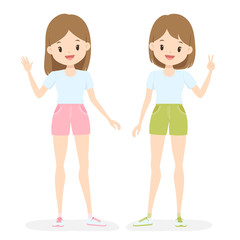 Young woman in sportswear. Flat cartoon girl. Vector illustration.