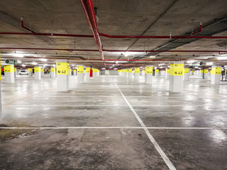 Empty space in car parking garage/building : concept of eco world, traffic , city and  office