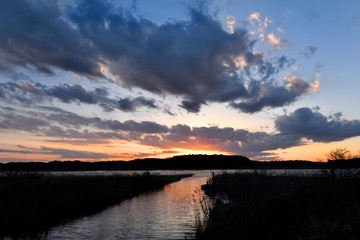 湿原の夕暮れ、sunset on the bog,