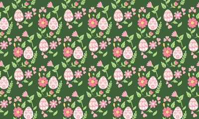 Easter egg pattern background, with egg and flower design.