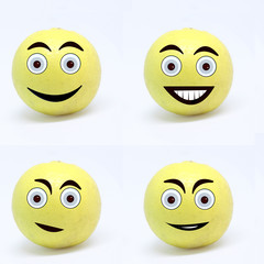 Emoji set  with emotions in sad and funny mood. isolated in white background.