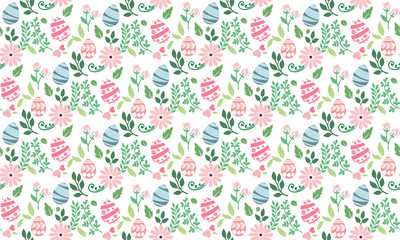Elegant Easter egg pattern background, with modern leaf and floral design.