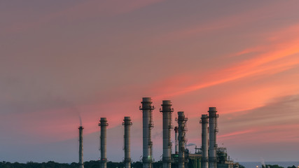 Power plant during sunset.