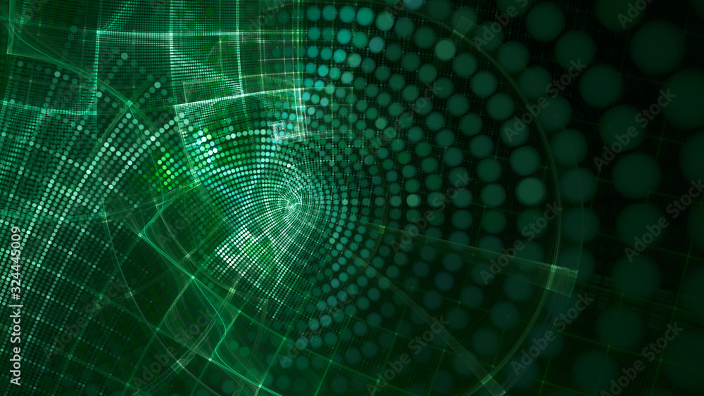 Aufkleber abstract green and black background element. fractal graphics 3d illustration. wide format compositi