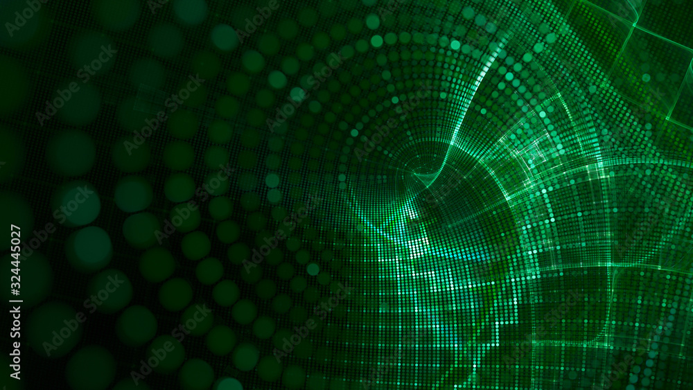 Poster abstract green and black background element. fractal graphics 3d illustration. wide format compositi