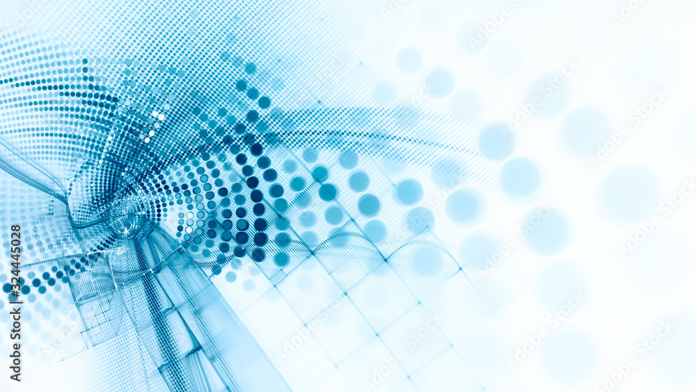 Poster abstract blue and white background element. fractal graphics 3d illustration. wide format compositio