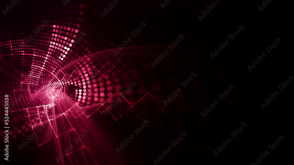Poster abstract red and black background element. fractal graphics 3d illustration. wide format composition
