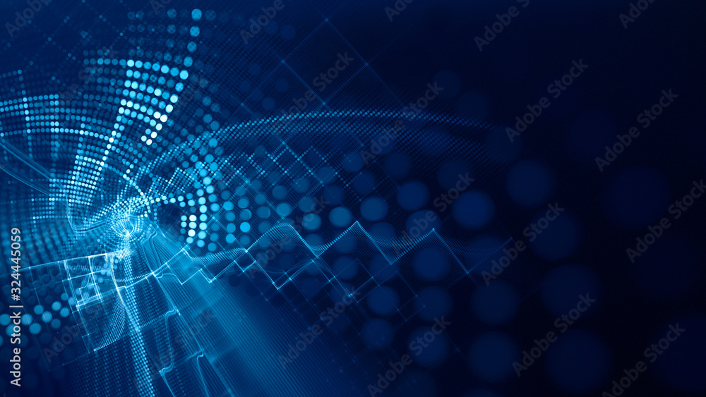 Poster abstract blue and black background element. fractal graphics 3d illustration. wide format compositio