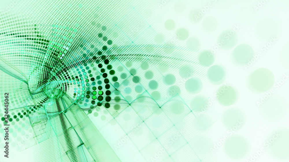 Aufkleber abstract green and white background element. fractal graphics 3d illustration. wide format compositi
