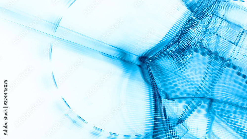 Poster abstract blue and white background element. fractal graphics 3d illustration. wide format compositio