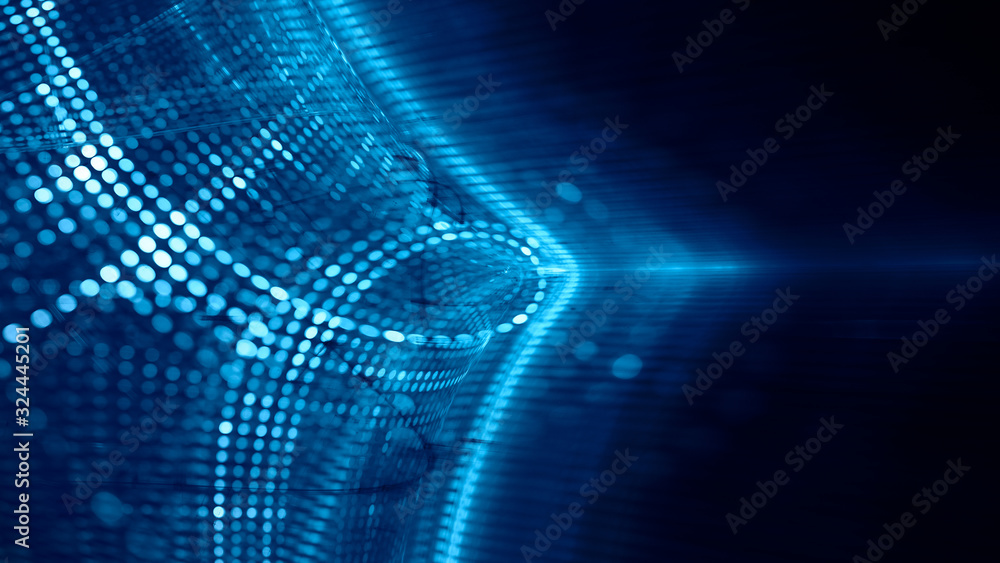 Aufkleber abstract blue and black background element. fractal graphics 3d illustration. wide format compositio