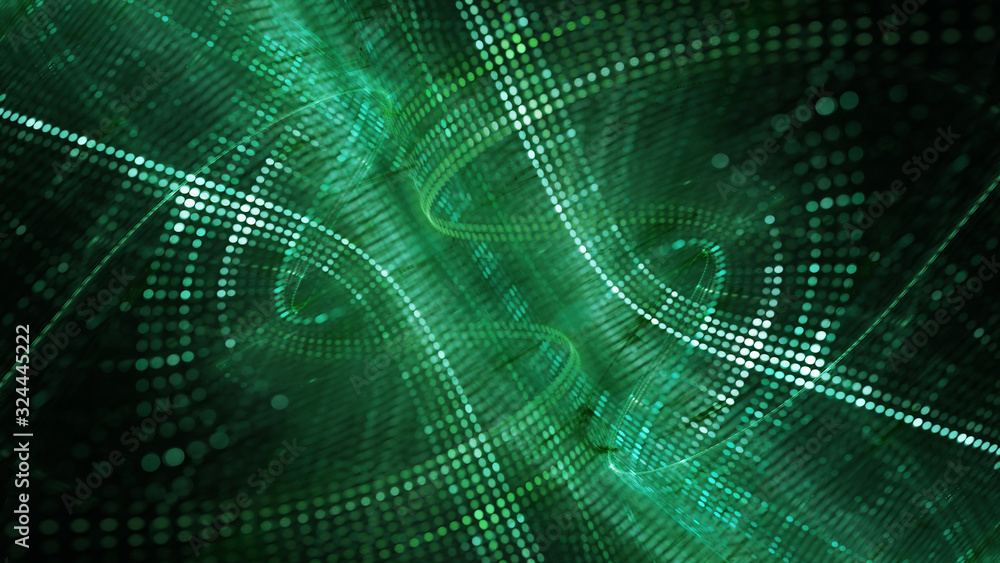 Aufkleber abstract green and black background element. fractal graphics 3d illustration. wide format compositi