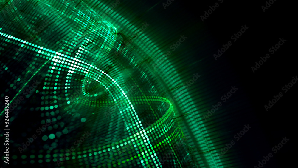 Poster abstract green and black background element. fractal graphics 3d illustration. wide format compositi