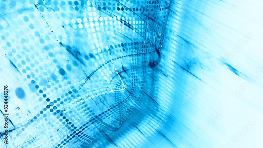 Poster abstract blue and white background element. fractal graphics 3d illustration. wide format compositio