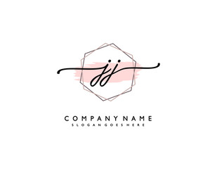 letter JJ minimalist feminine handwriting logo. vector design of wedding invitation badges, fashion, beauty,
