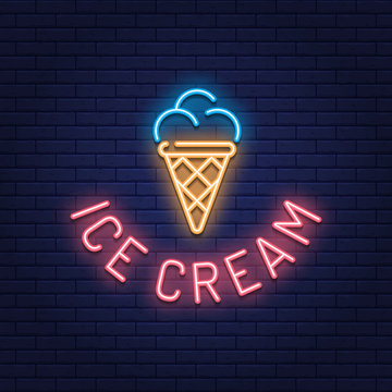 Neon Ice Cream Logo Design