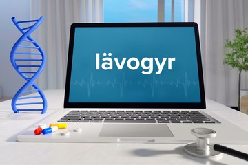 lävogyr – Medizin, Gesundheit. Computer im Büro mit Begriff auf dem Bildschirm. Arzt, Gesundheitswesen