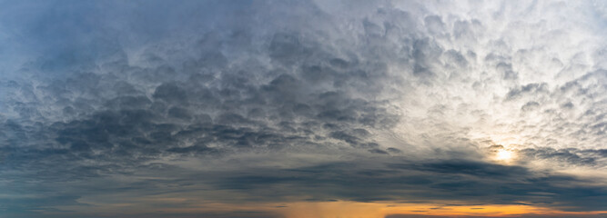 Fototapeta premium Fantastic dark thunderclouds at sunrise
