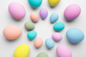 Beautiful Easter eggs on white background
