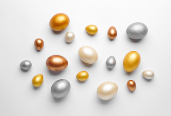 Beautiful Easter eggs on white background