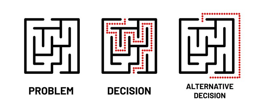 Maze icon. Concept of problem, decision and alternative decision