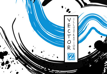 Black ink brush stroke on white background. Japanese style.