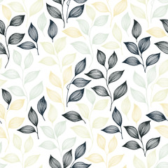 Wrapping tea leaves pattern seamless vector illustration.
