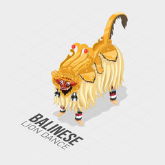 Isometric Balinese Lion Dance Infographic