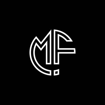 MF monogram logo circle ribbon style outline design template