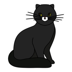 cute cat black isolated icon vector illustration design